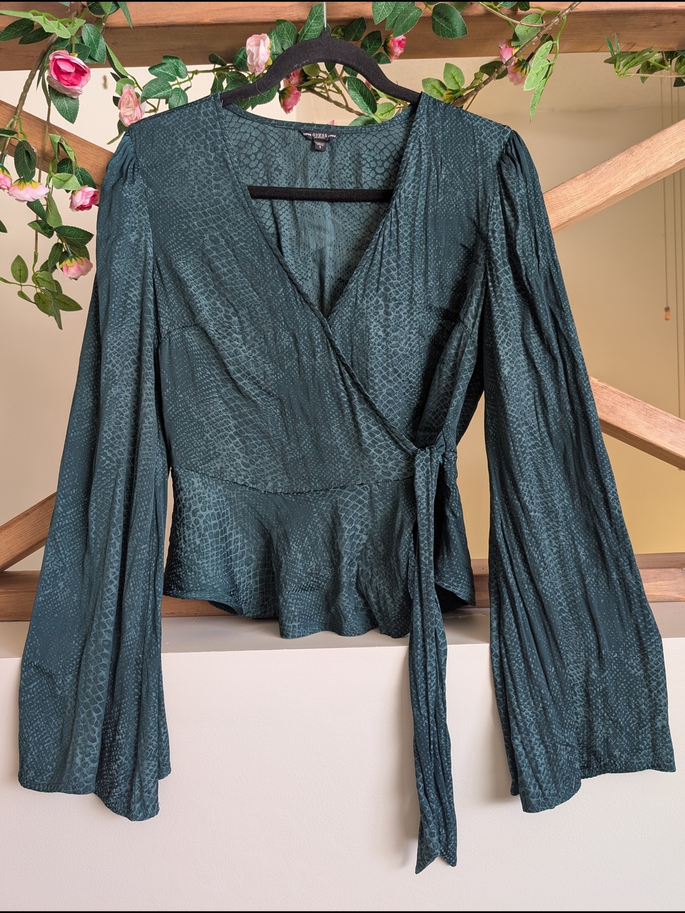 Guess Green Wrap Blouse